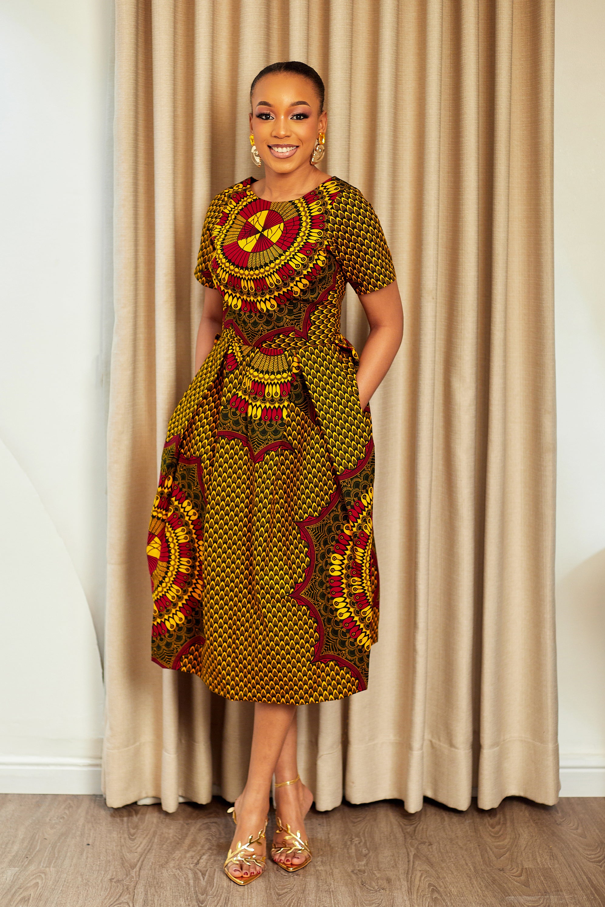 Iyabo African Print Midi Dress - African Clothing in USA | MYTRIBENG
