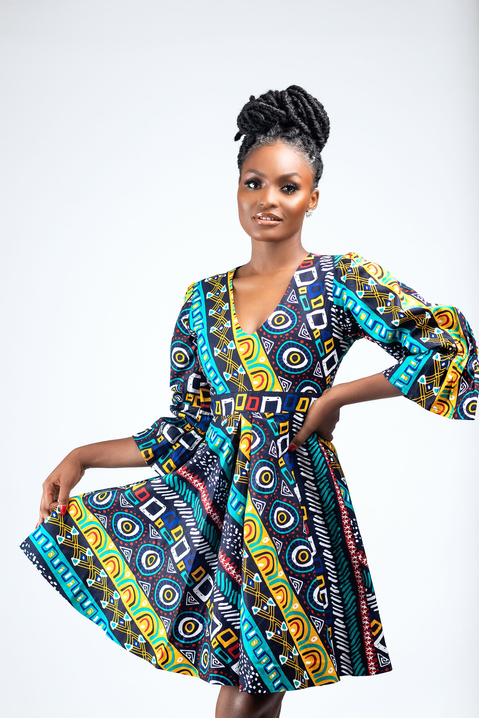 Vestido Kaká Midi com Estampa Africana – Vestidos Africanos para Mulheres –  MYTRIBENG