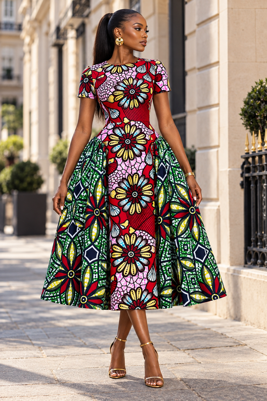 ABBY AFRICAN PRINT MIDI DRESS
