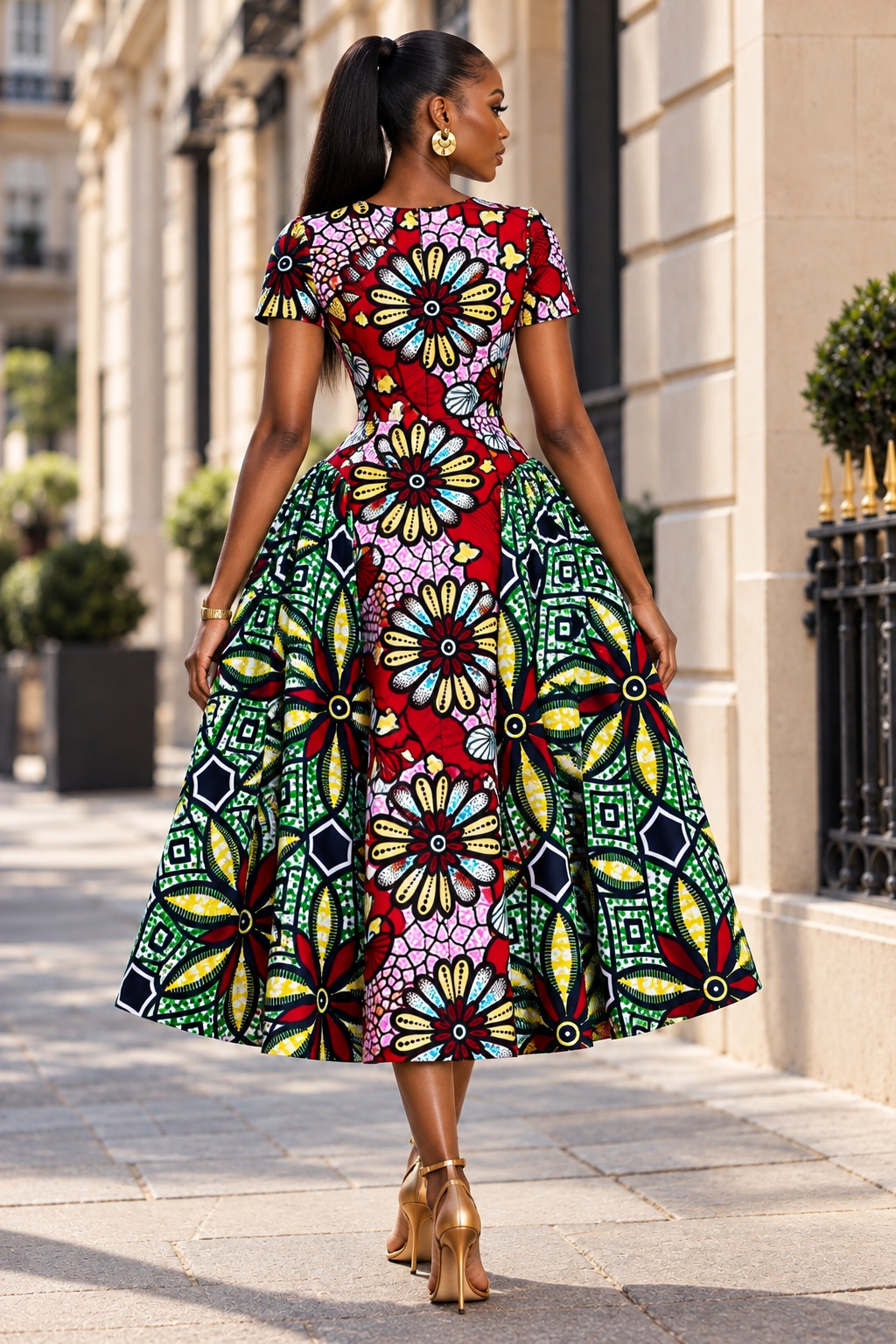 ABBY AFRICAN PRINT MIDI DRESS