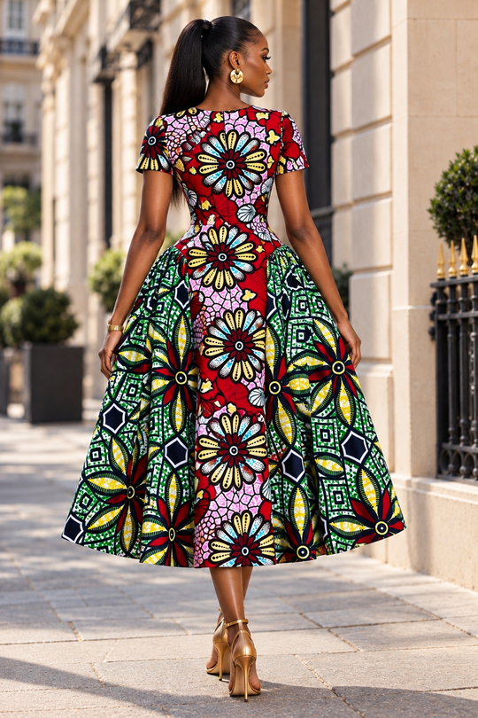 ABBY AFRICAN PRINT MIDI DRESS