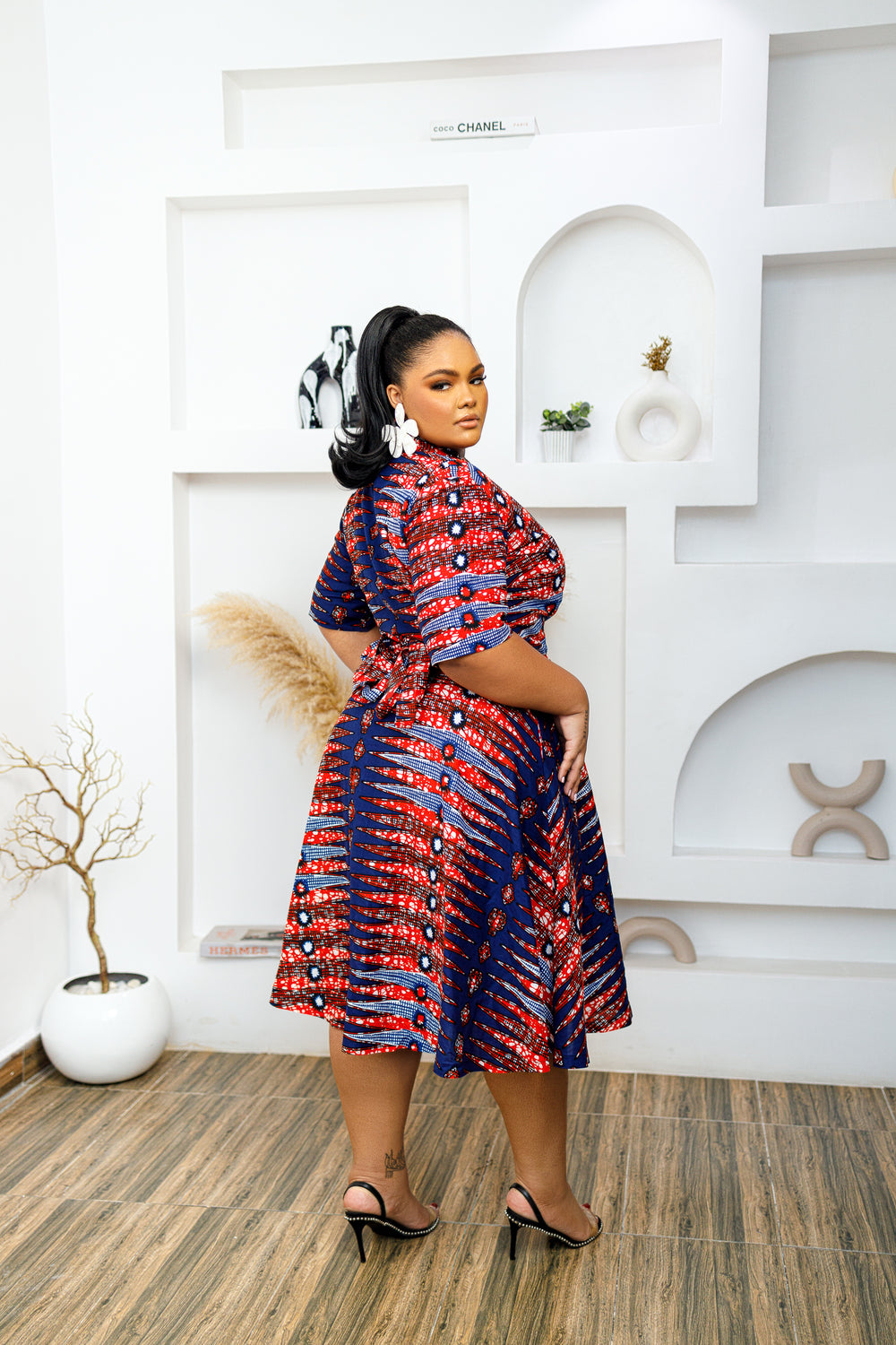 Ayo African Print  Wrap Midi Dress