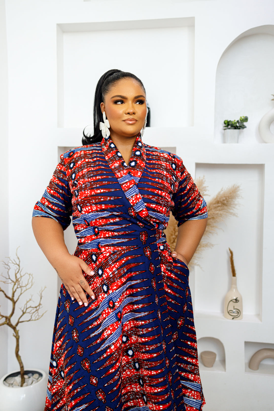 Ayo African Print  Wrap Midi Dress