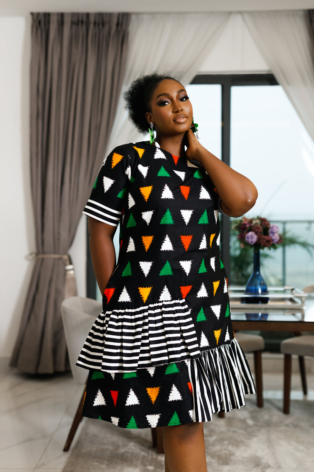 Amma African Print Midi Dress