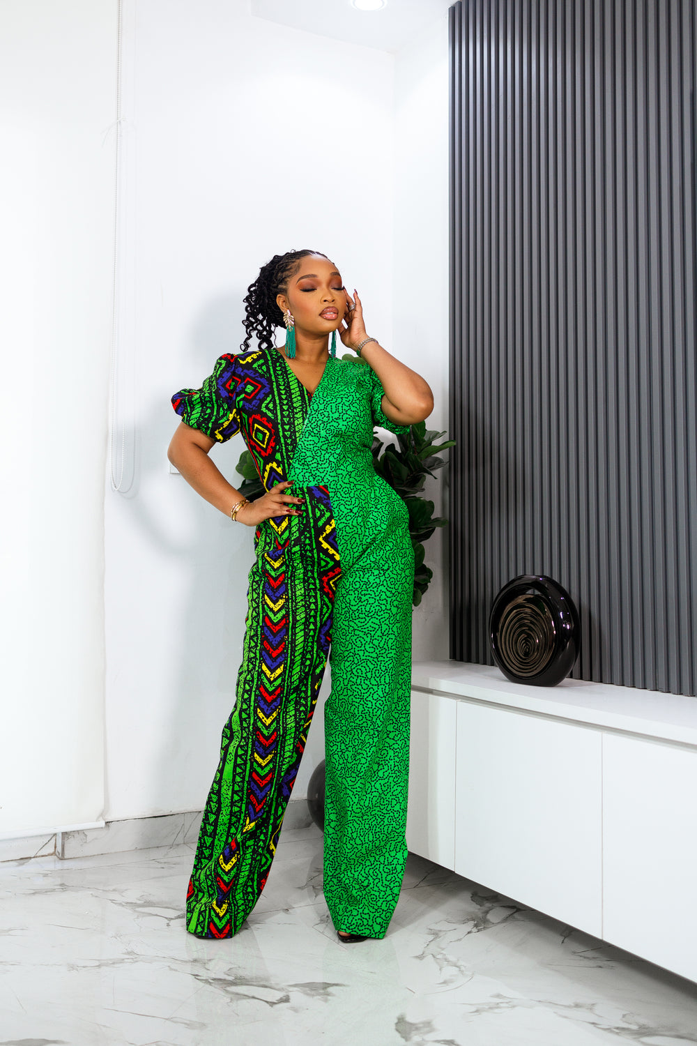 PALOMA AFRICAN PRINT JUMPSUIT (GREEN)