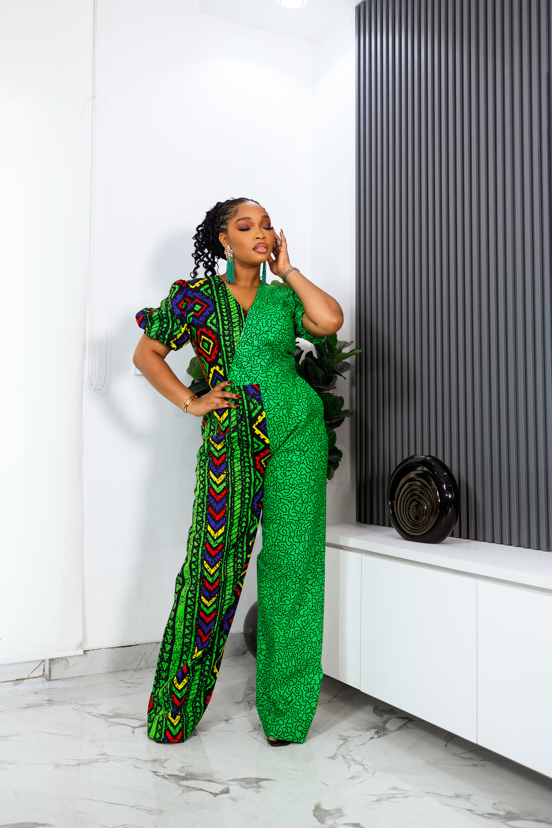 PALOMA AFRICAN PRINT JUMPSUIT (GREEN)