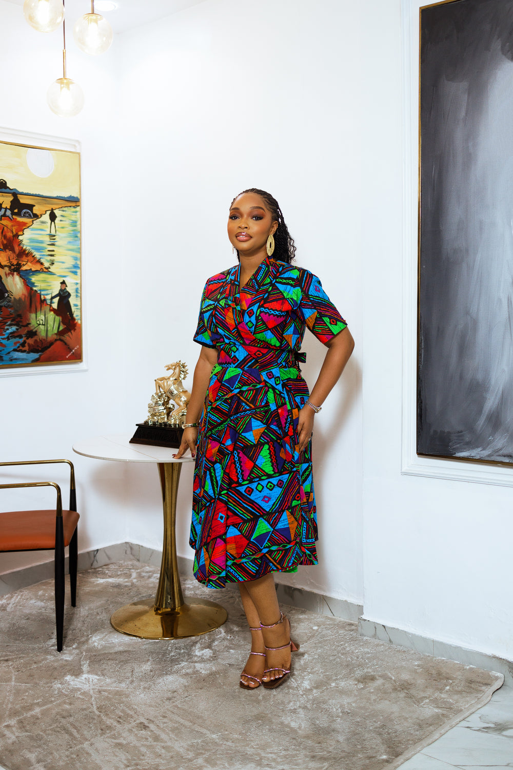 ROBE MIDI KEKE IMPRIMÉ AFRICAIN