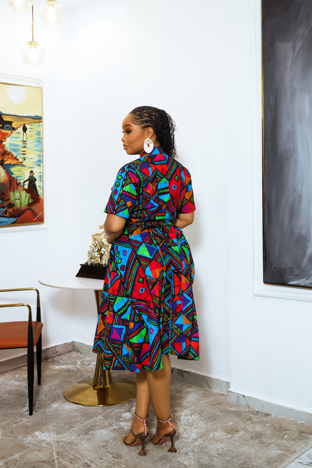 ROBE MIDI KEKE IMPRIMÉ AFRICAIN