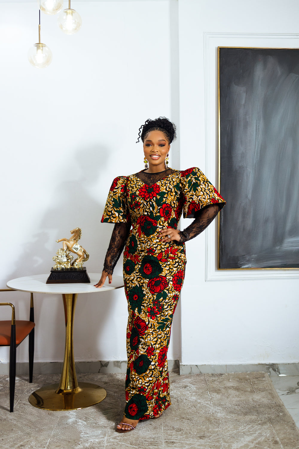 TUTU AFRICAN PRINT MAXI DRESS (RED)