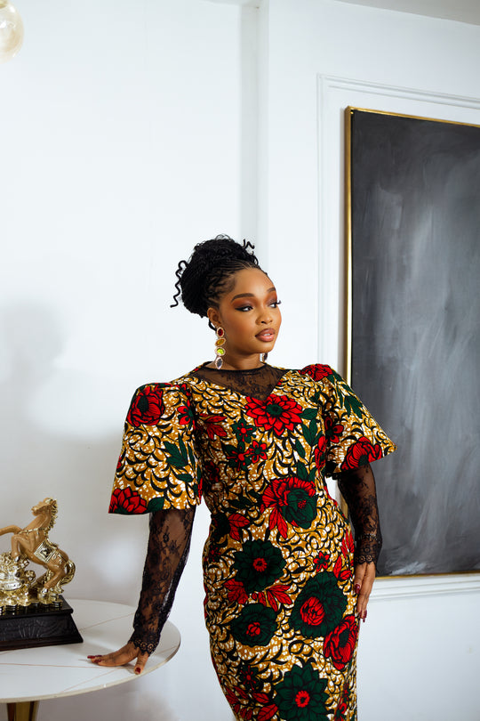 TUTU AFRICAN PRINT MAXI DRESS (RED)