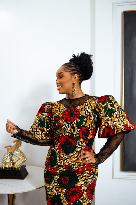 TUTU AFRICAN PRINT MAXI DRESS (RED)