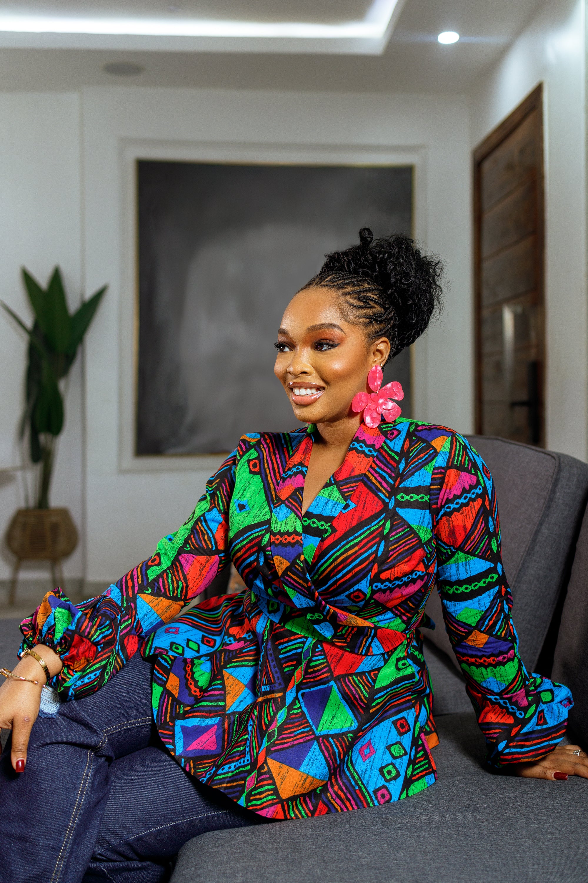 Moyo African Print Wrap Puff Sleeve Top Shop African Print Tops Blouses Blazers and Jackets at MYTRIBENG