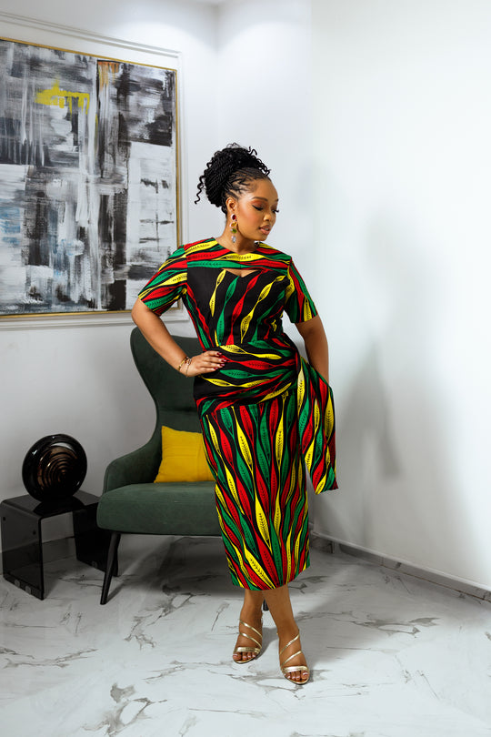 VESTIDO ESHE MIDI ESTAMPADO AFRICANO
