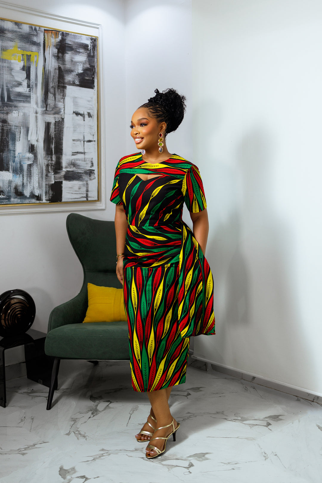 VESTIDO ESHE MIDI ESTAMPADO AFRICANO