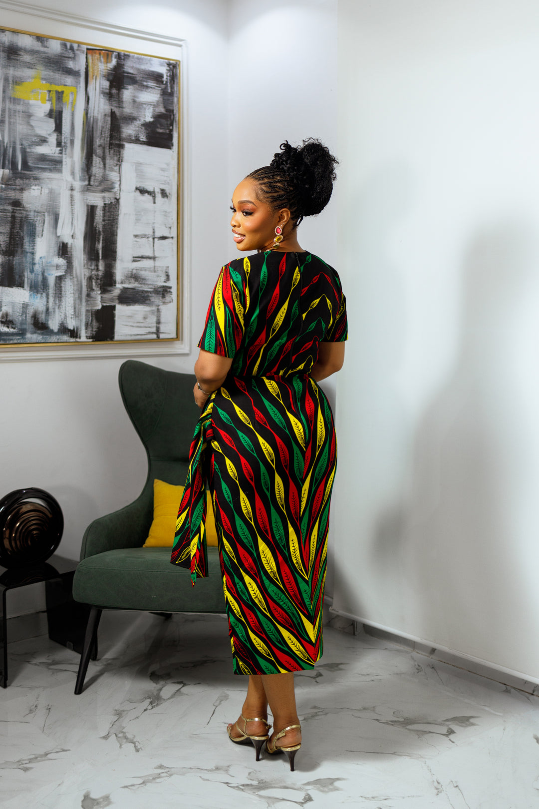 VESTIDO ESHE MIDI ESTAMPADO AFRICANO