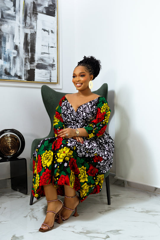 VESTIDO KEKE MIDI ESTAMPADO AFRICANO