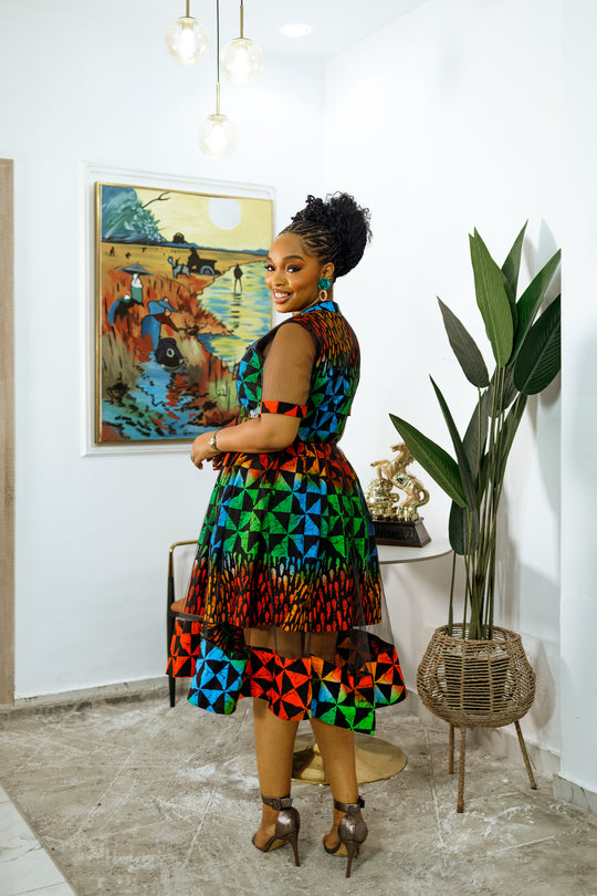 ROBE MIDI SHANI IMPRIMÉ AFRICAIN