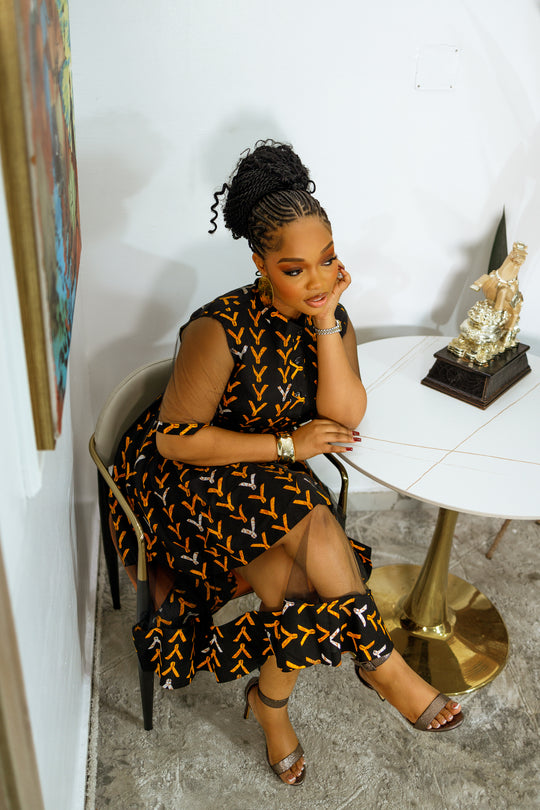 ROBE MIDI SHANI IMPRIMÉ AFRICAIN