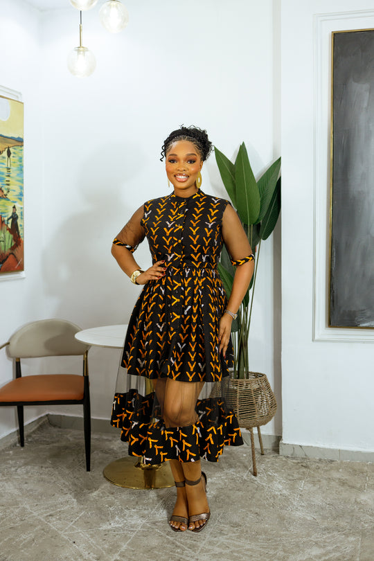 ROBE MIDI SHANI IMPRIMÉ AFRICAIN