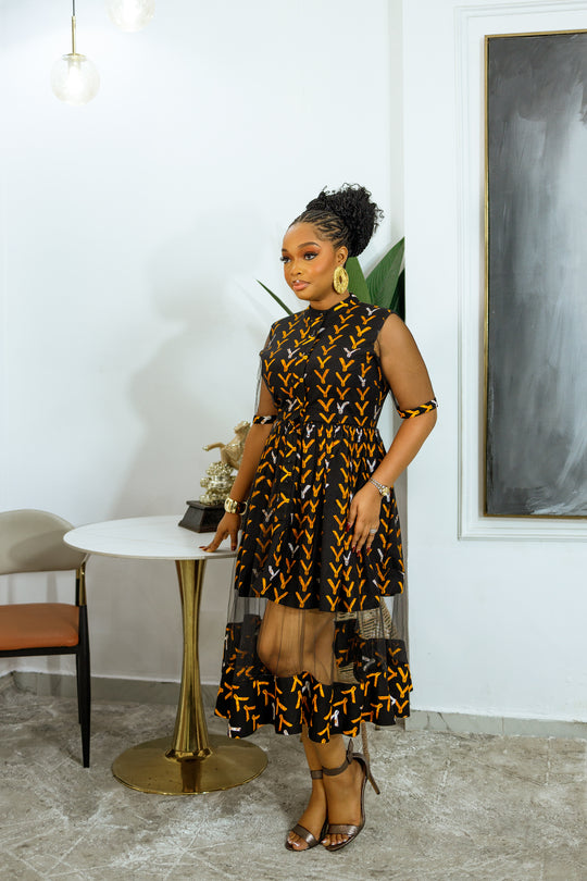 ROBE MIDI SHANI IMPRIMÉ AFRICAIN