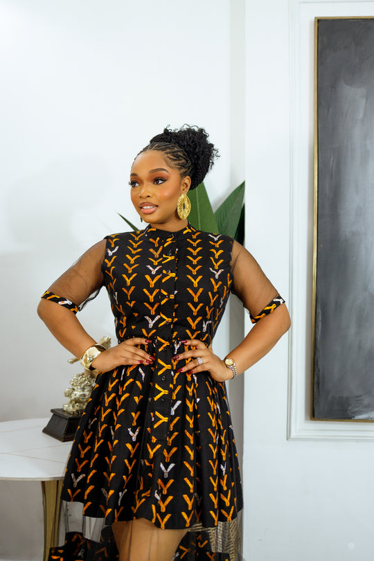 ROBE MIDI SHANI IMPRIMÉ AFRICAIN