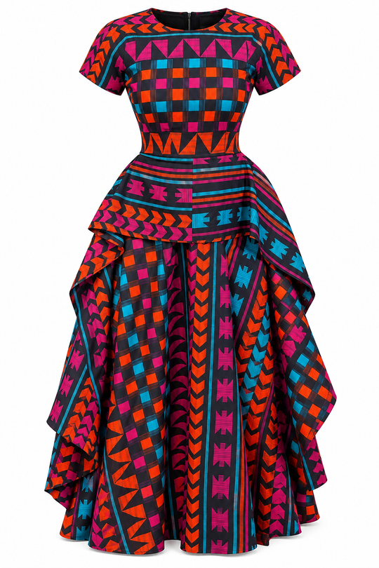 TEJIRI AFRICAN PRINT MIDI DRESS