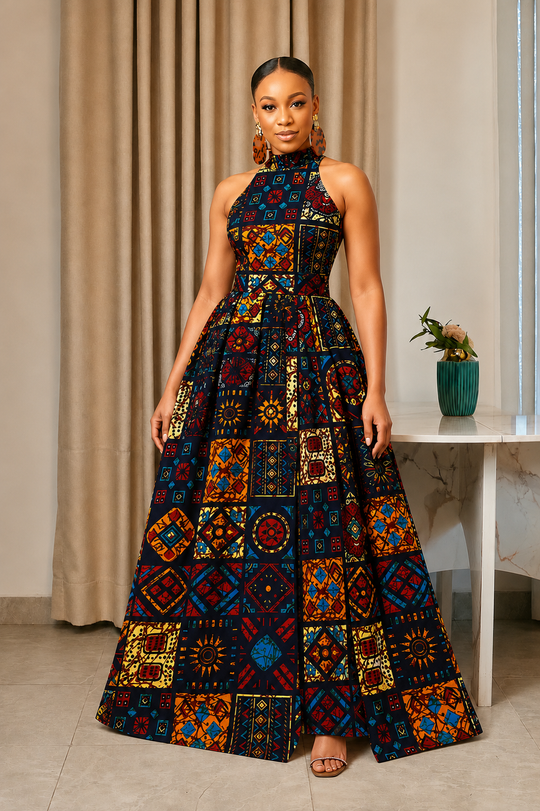TERESA AFRICAN PRINT MAXI DRESS
