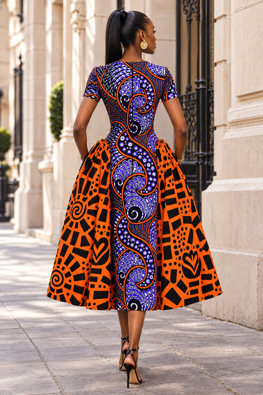 ABBY AFRICAN PRINT MIDI DRESS