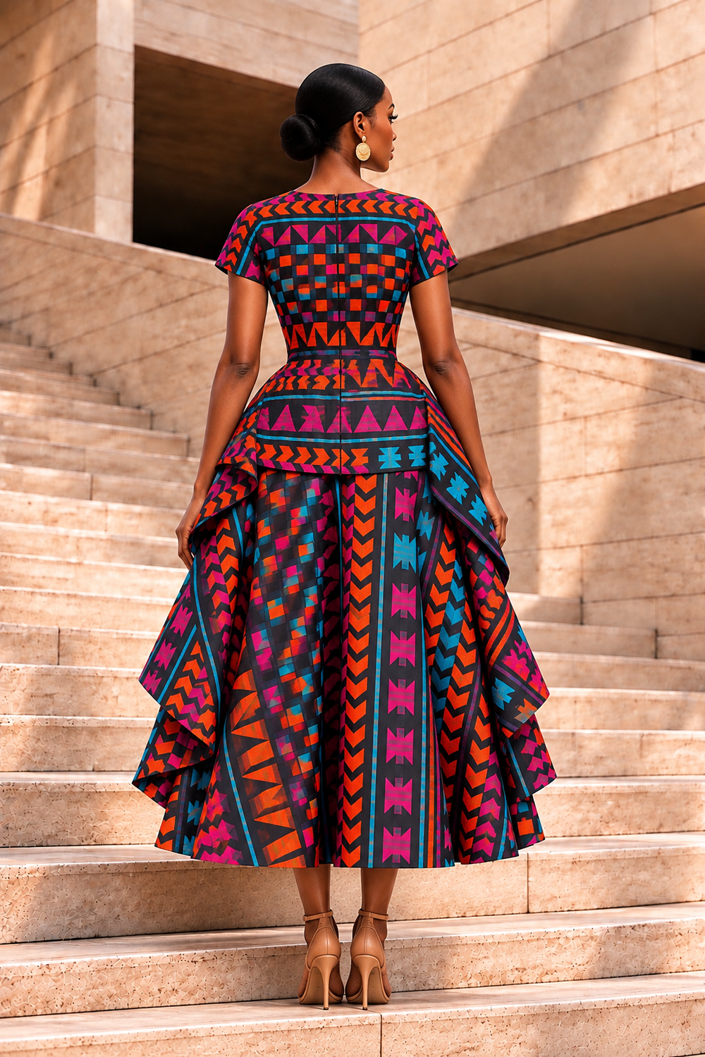 TEJIRI AFRICAN PRINT MIDI DRESS