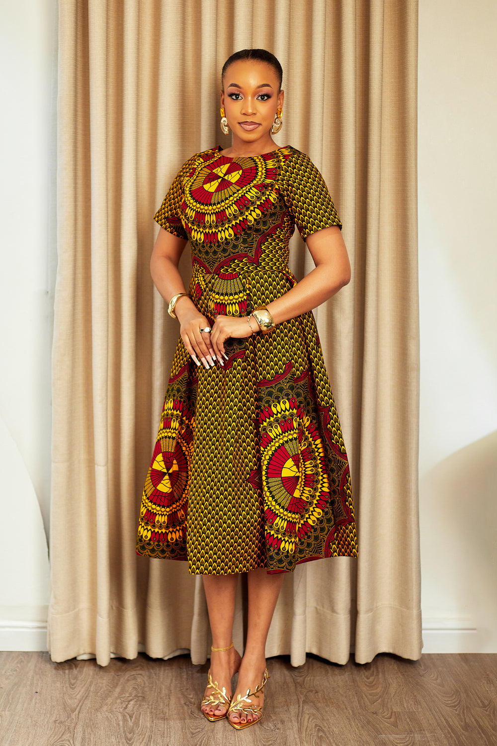 ARIANA AFRICAN PRINT MIDI DRESS