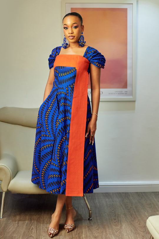 CHIZI AFRICAN PRINT MIDI DRESS