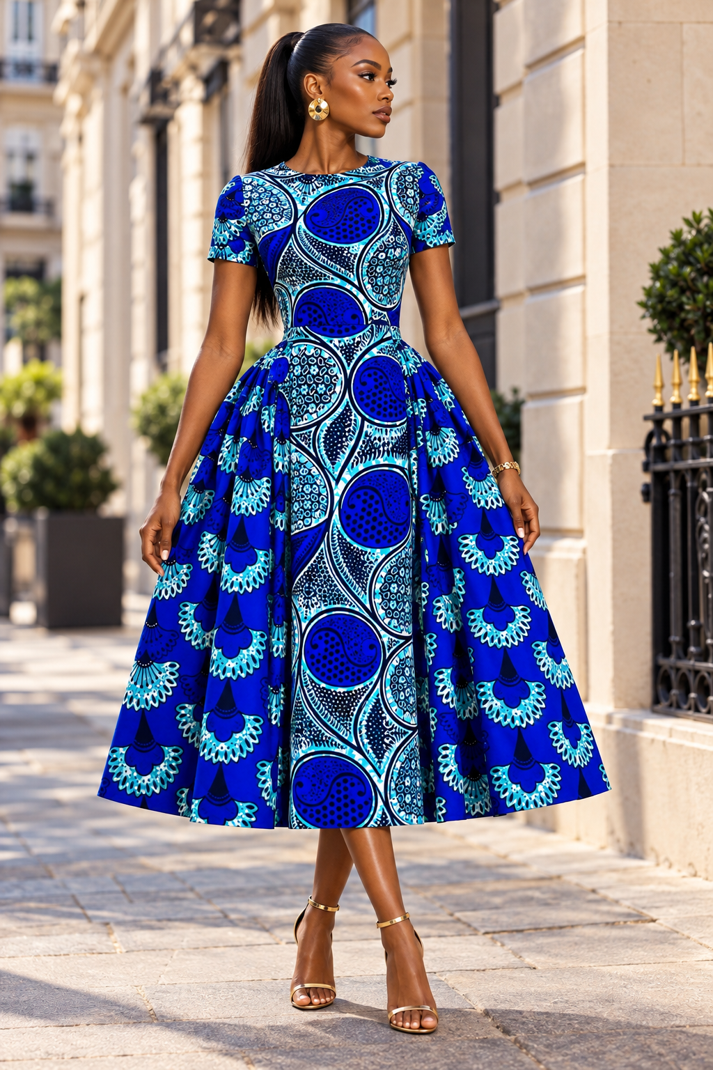 ABBY AFRICAN PRINT MIDI DRESS