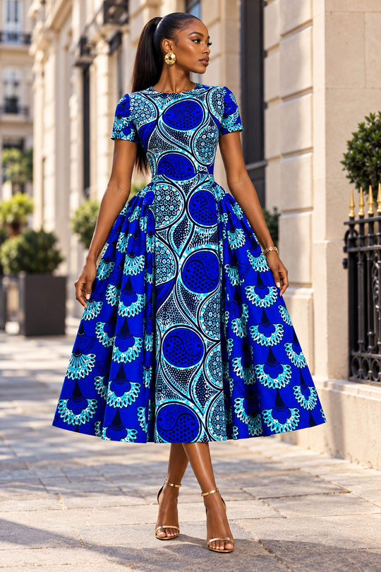 ABBY AFRICAN PRINT MIDI DRESS