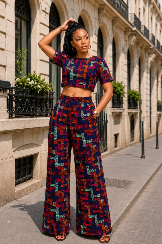 DERA AFRICAN PRINT CROP SET
