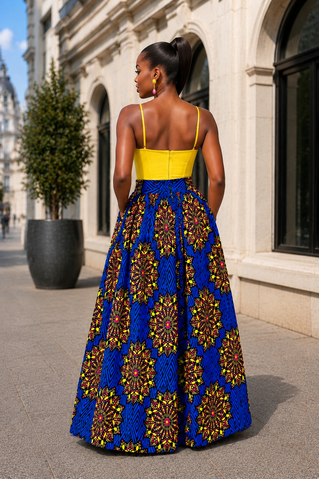 JUPE MAXI FOLU IMPRIMÉ AFRICAIN