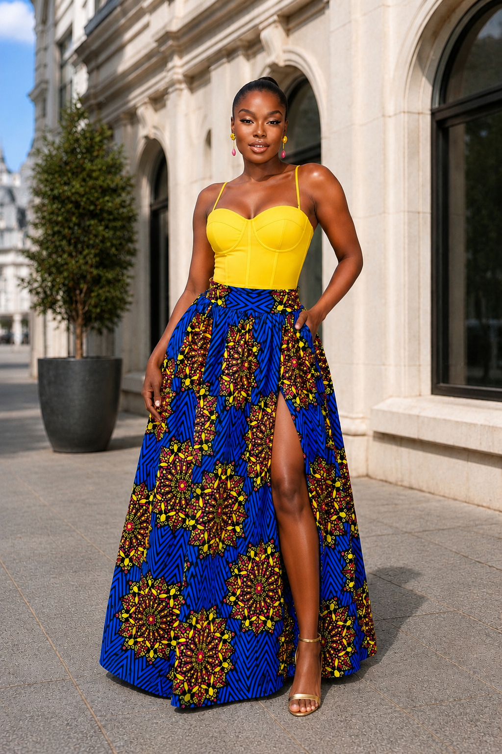 JUPE MAXI FOLU IMPRIMÉ AFRICAIN