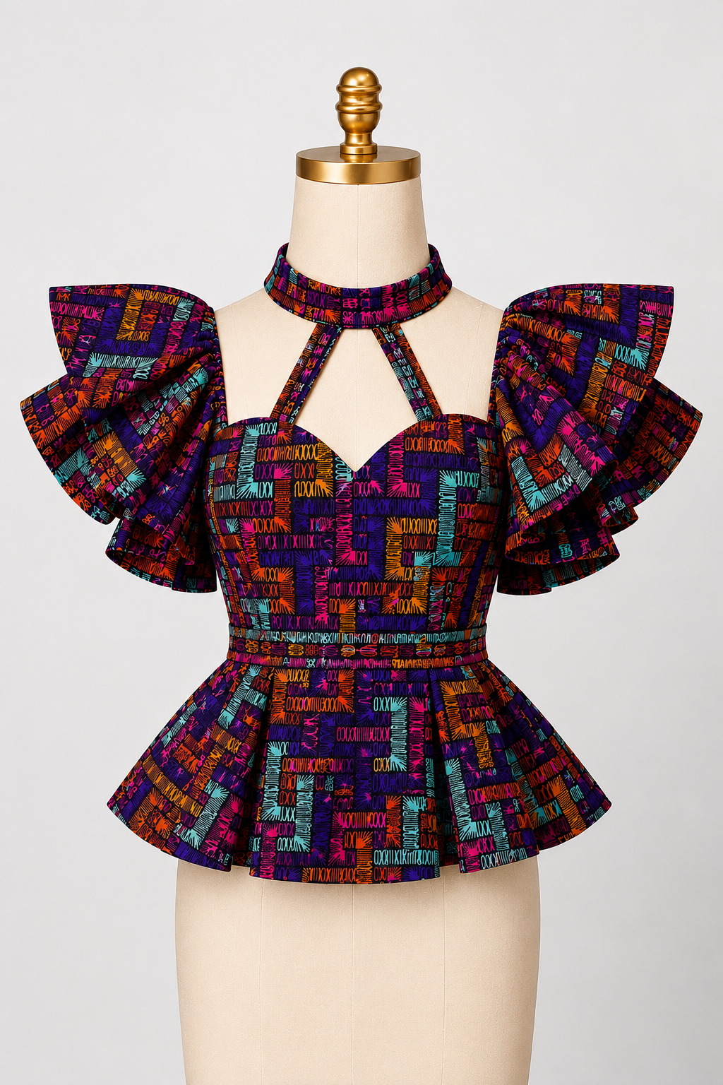 SONIA AFRICAN PRINT PEPLUM TOP