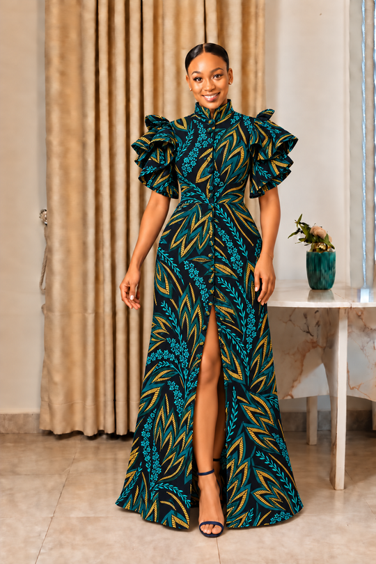 KHALI AFRICAN PRINT MAXI DRESS