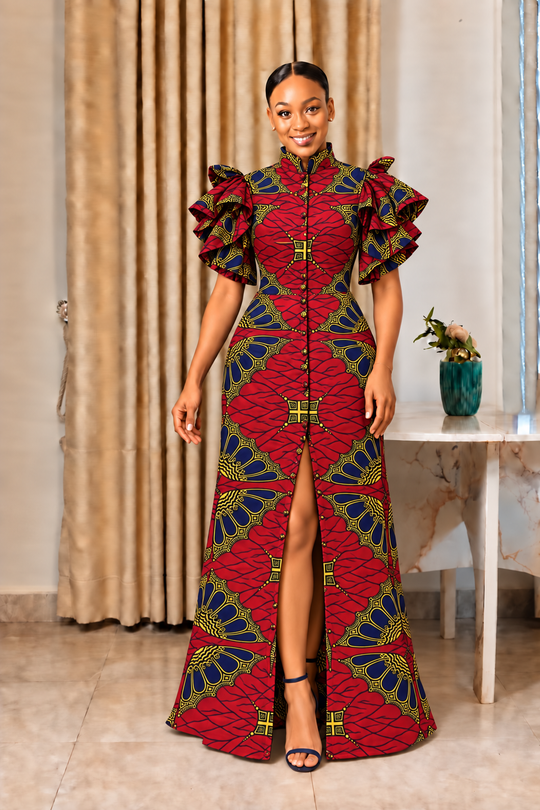 KHALI AFRICAN PRINT MAXI DRESS