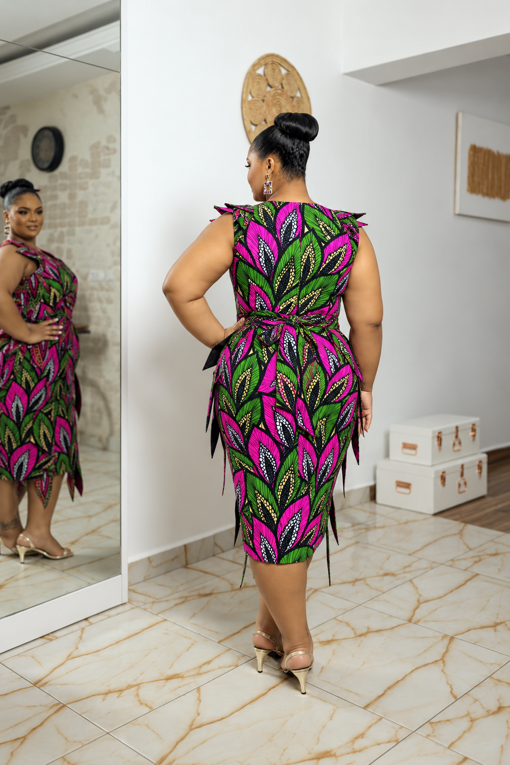 ONOME AFRICAN PRINT MIDI DRESS