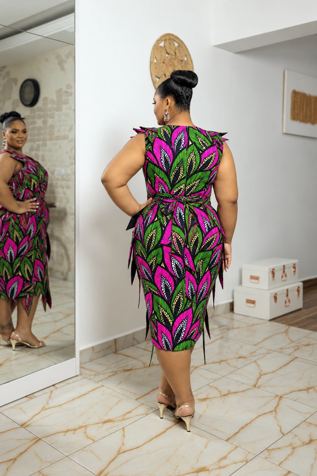 ONOME AFRICAN PRINT MIDI DRESS