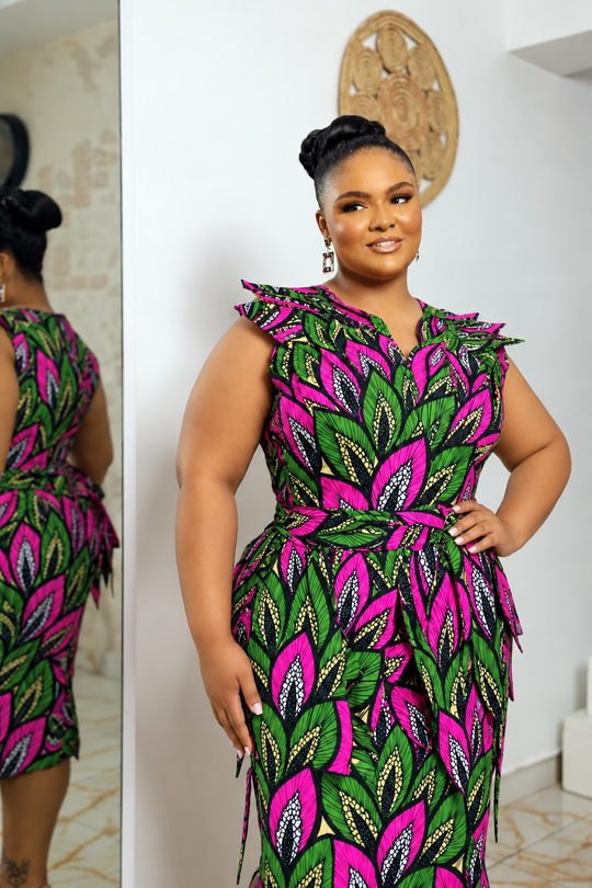 ONOME AFRICAN PRINT MIDI DRESS