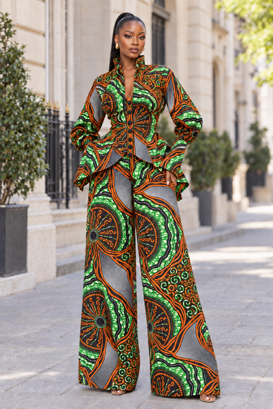 TUTU AFRICAN PRINT SHIRT & PANTS SET