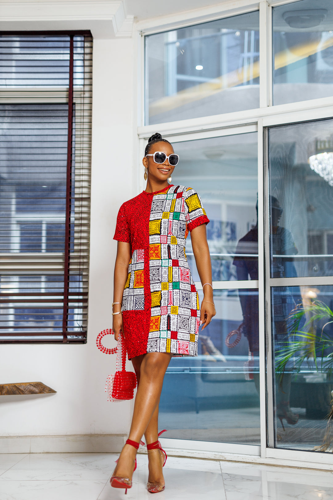 Mofi African Print Midi Dress