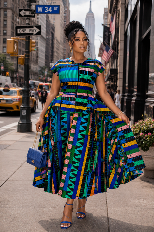 ROBE MIDI SHANI IMPRIMÉ AFRICAIN
