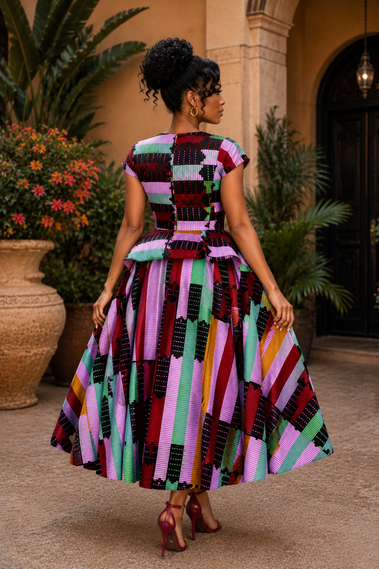 ROBE MIDI SHANI IMPRIMÉ AFRICAIN