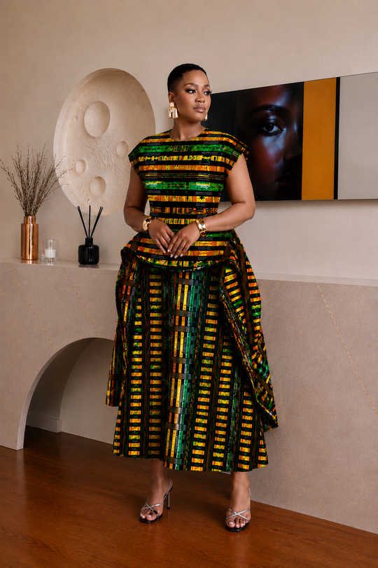AYANA AFRICAN PRINT MIDI DRESS