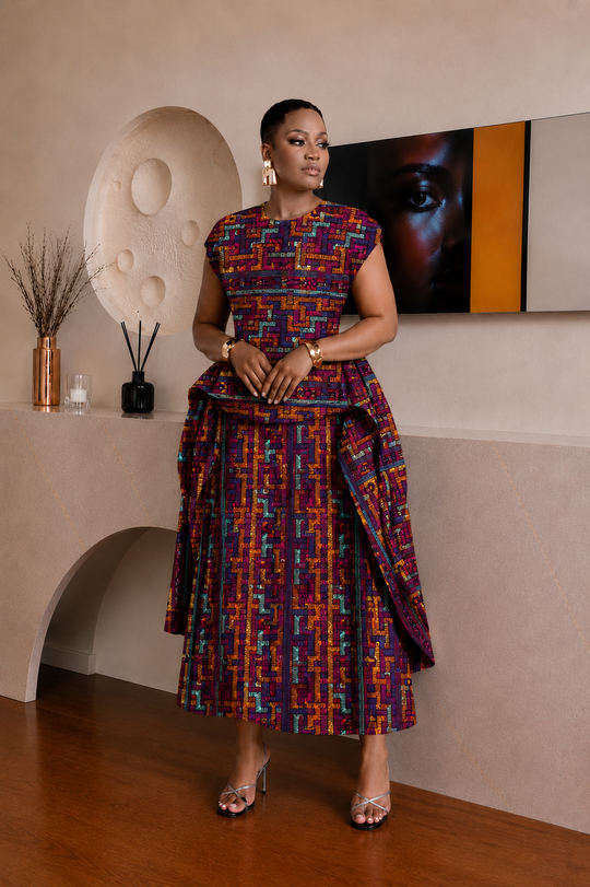 AYANA AFRICAN PRINT MIDI DRESS