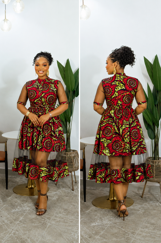 VESTIDO SHANI MIDI ESTAMPADO AFRICANO