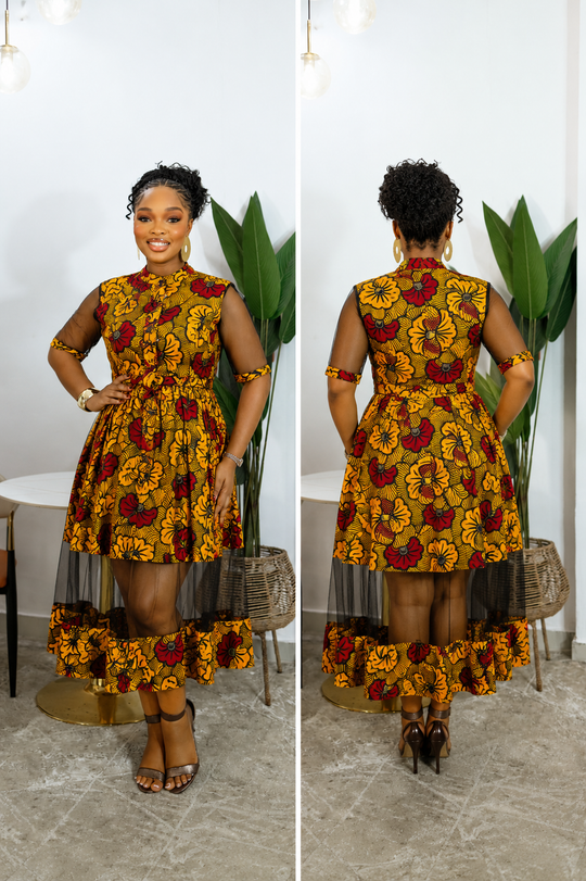 VESTIDO SHANI MIDI ESTAMPADO AFRICANO
